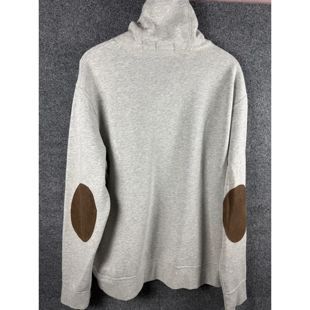 Polo Ralph Lauren Shawl Collar Sweatshirt Gray Elbow Patches Mens XL Fleece